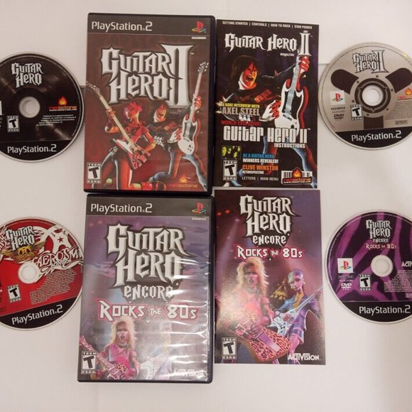 Ps2 Playstation 2 II Guitar Hero Controller Bundle 4 Games, Strap and Poster - Picture 7 of 15